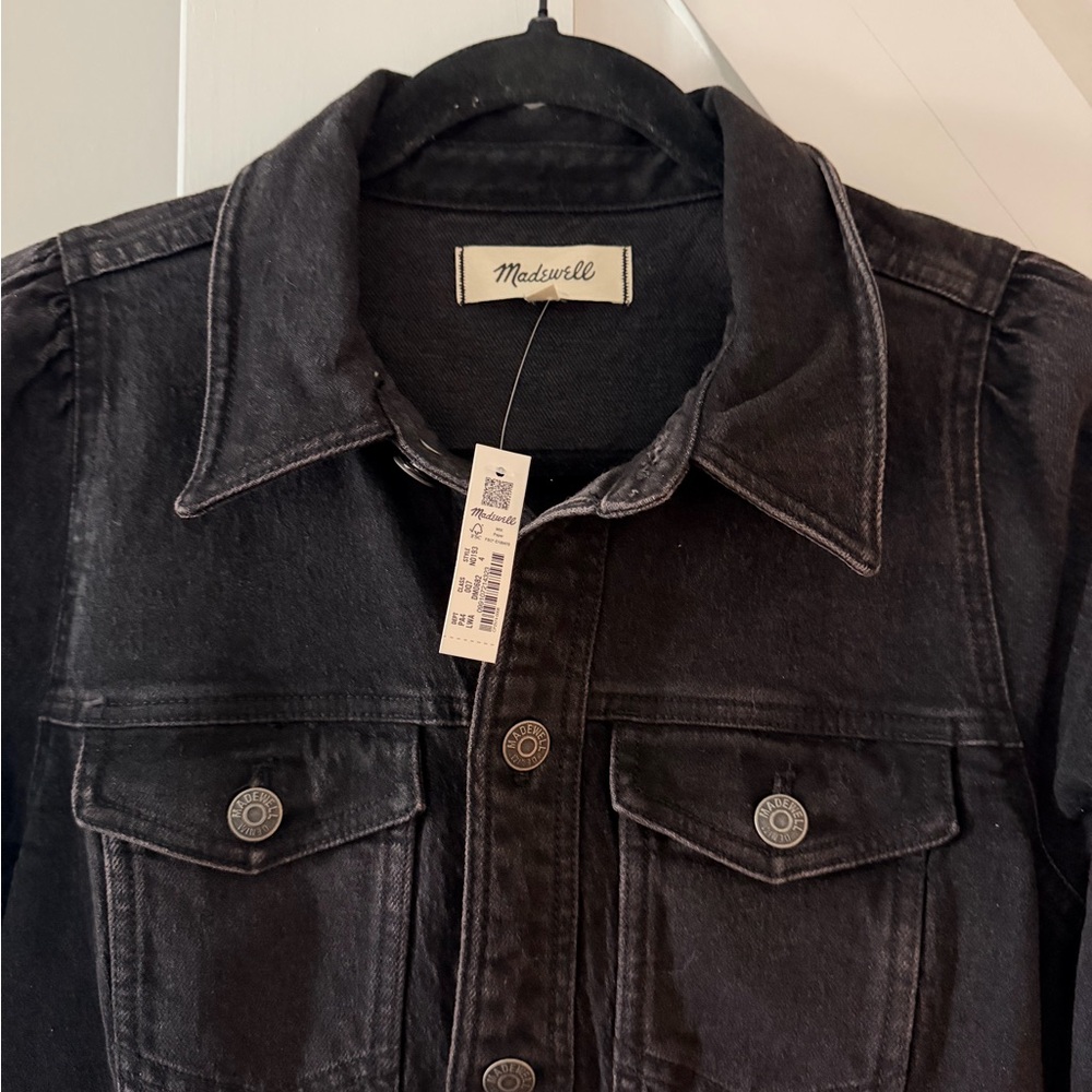 NWT Madewell Black Denim Mini Dress - Picture 2 of 4